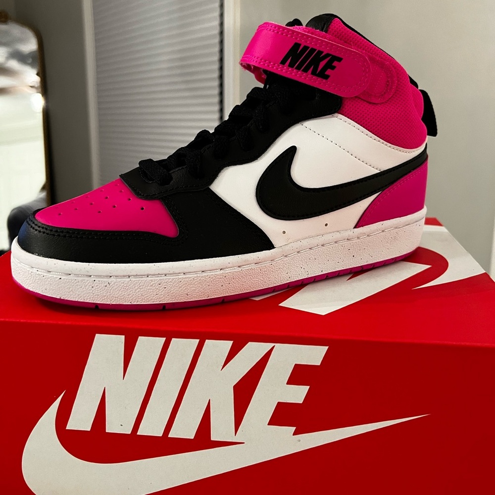 Nike Black and Pink High-Top Sneakers